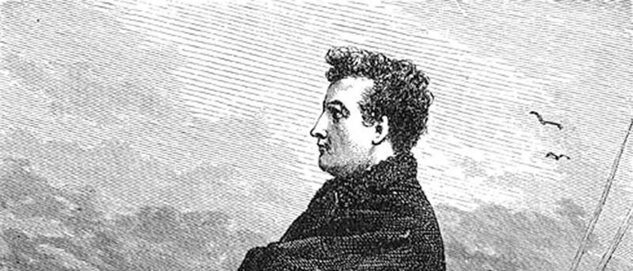 Pierre Aronnax, suxeito narrador de Vint mille lieves sous les mers. Debuxo de Riou gravado por Hildibrand, 1870.