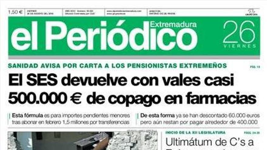 La portada de El Periódico Extremadura