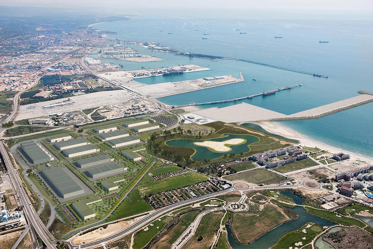 Proyección de la futura ZAL, ya con los accesos completados y la Xarxa Natura 2000.