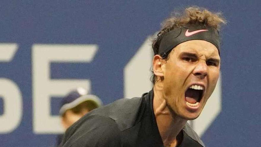 Nadal celebra su clasificación para la final del US Open.