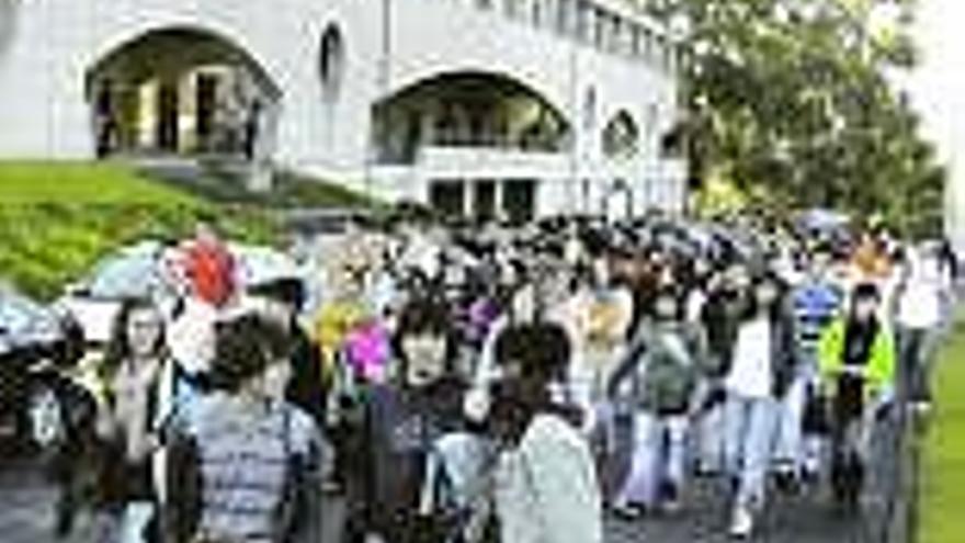 Estudiantes durante la protesta del pasado miércoles.