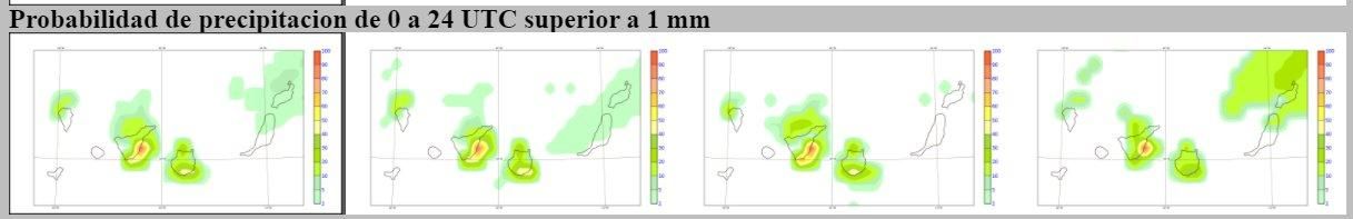 Mapa muestra la probabilidad de lluvias en Canarias a partir de la próxima semana.