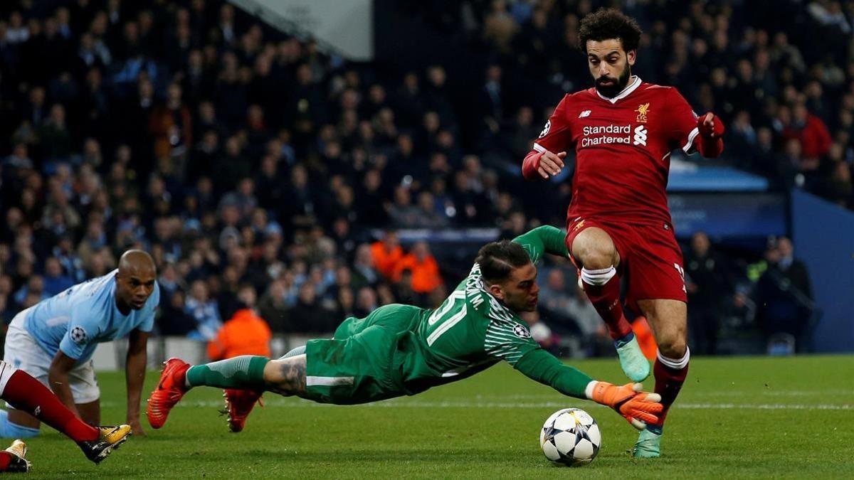 Salah, en el partido ante el City.