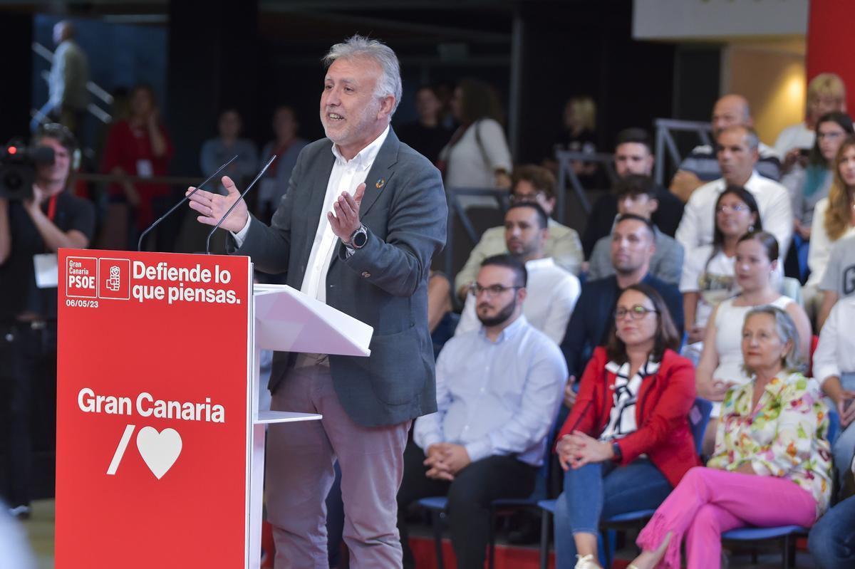 Ángel Víctor Torres, candidato a la Presidencia del PSOE y presidente de Canarias en el mitin del pasado sábado en Las Palmas de Gran Canaria