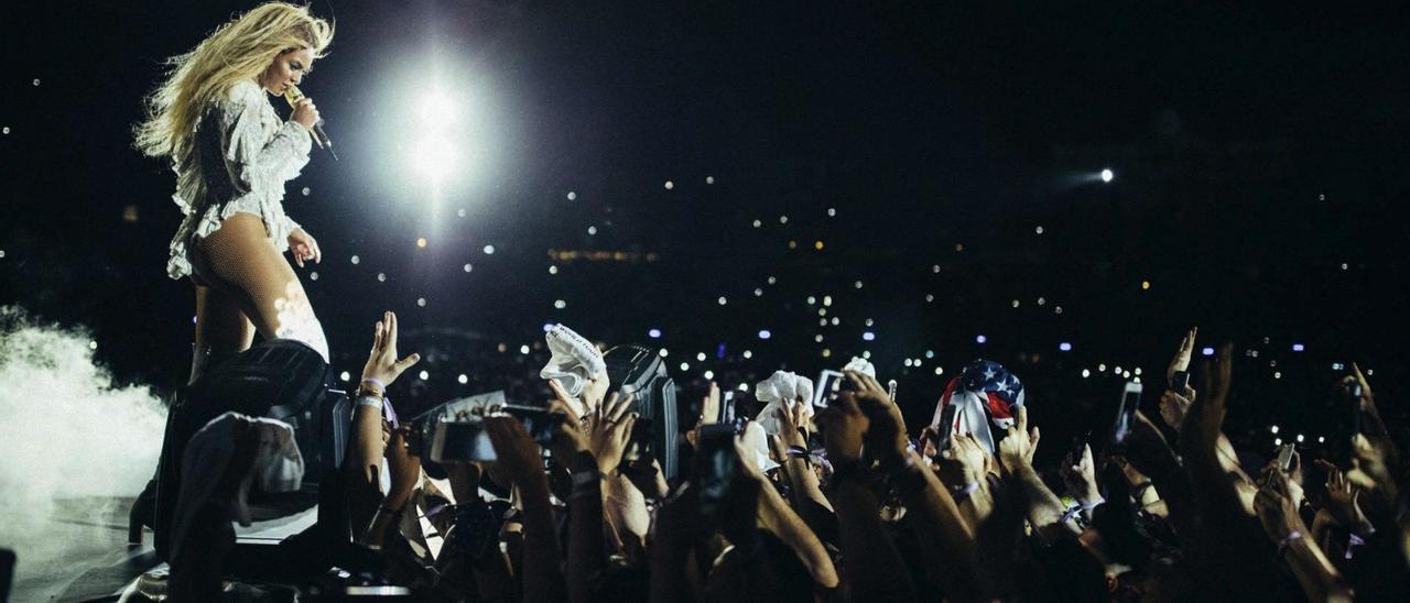 Beyoncé durante su último concierto en Barcelona