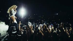 Beyoncé durante su último concierto en Barcelona
