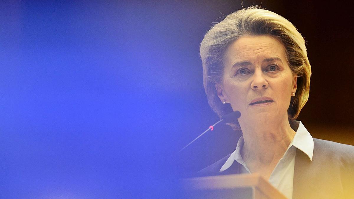 Ursula von der Leyen, ayer, en Bruselas. |   // JOHANNA GERON