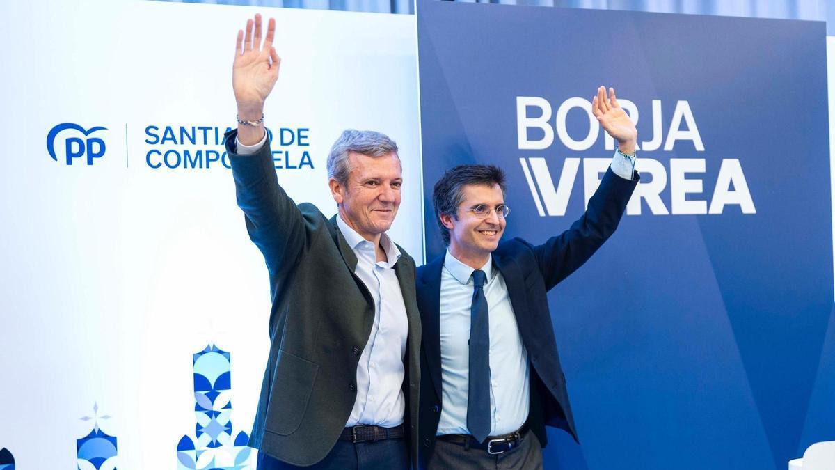 Alfonso Rueda y Borja Verea, durante un acto del PP de Santiago.