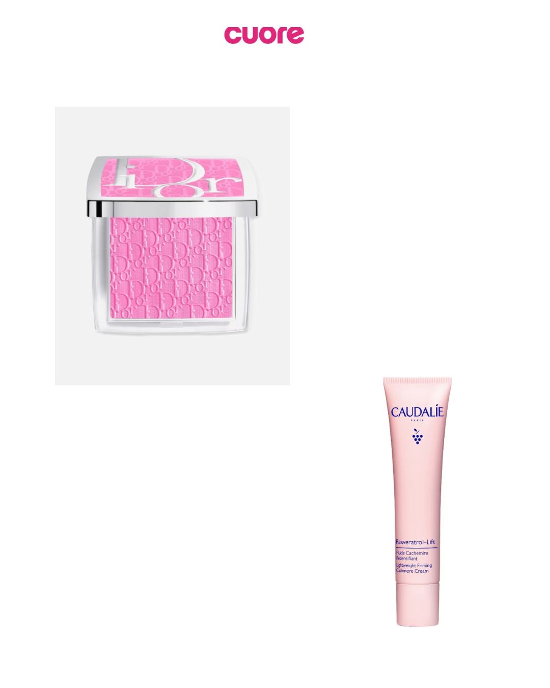 Colorete rosa de Dior y crema hidratante de Caudalie