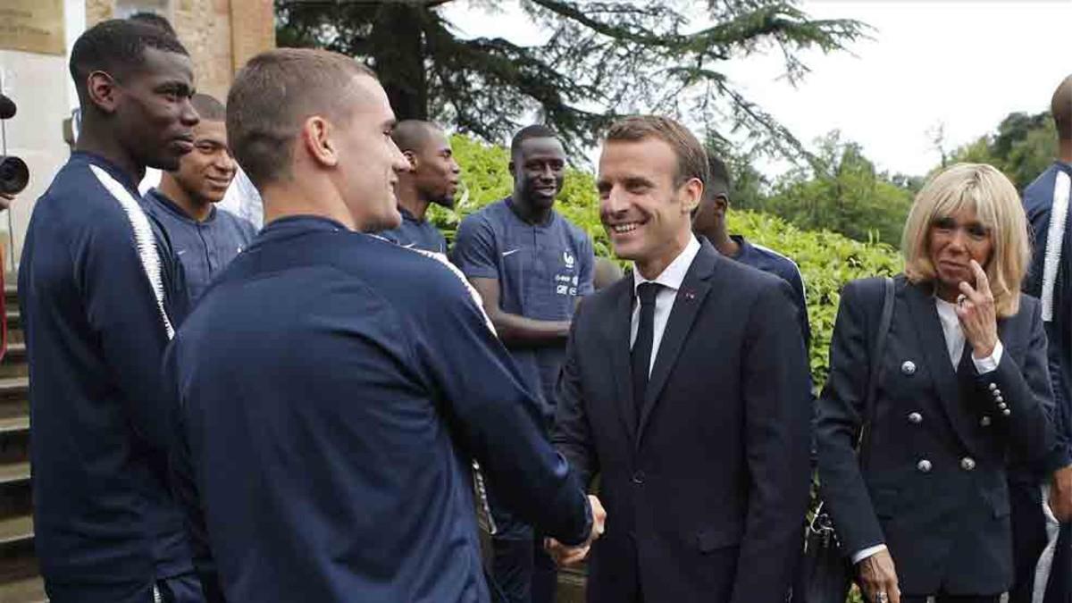 Macron visitó a la selección de Francia