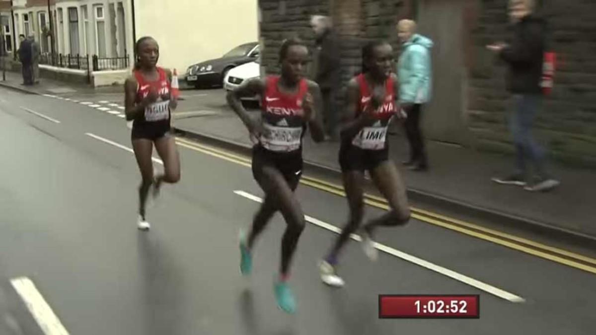 Peres Jepchirchir durante la media maratón de Cardiff