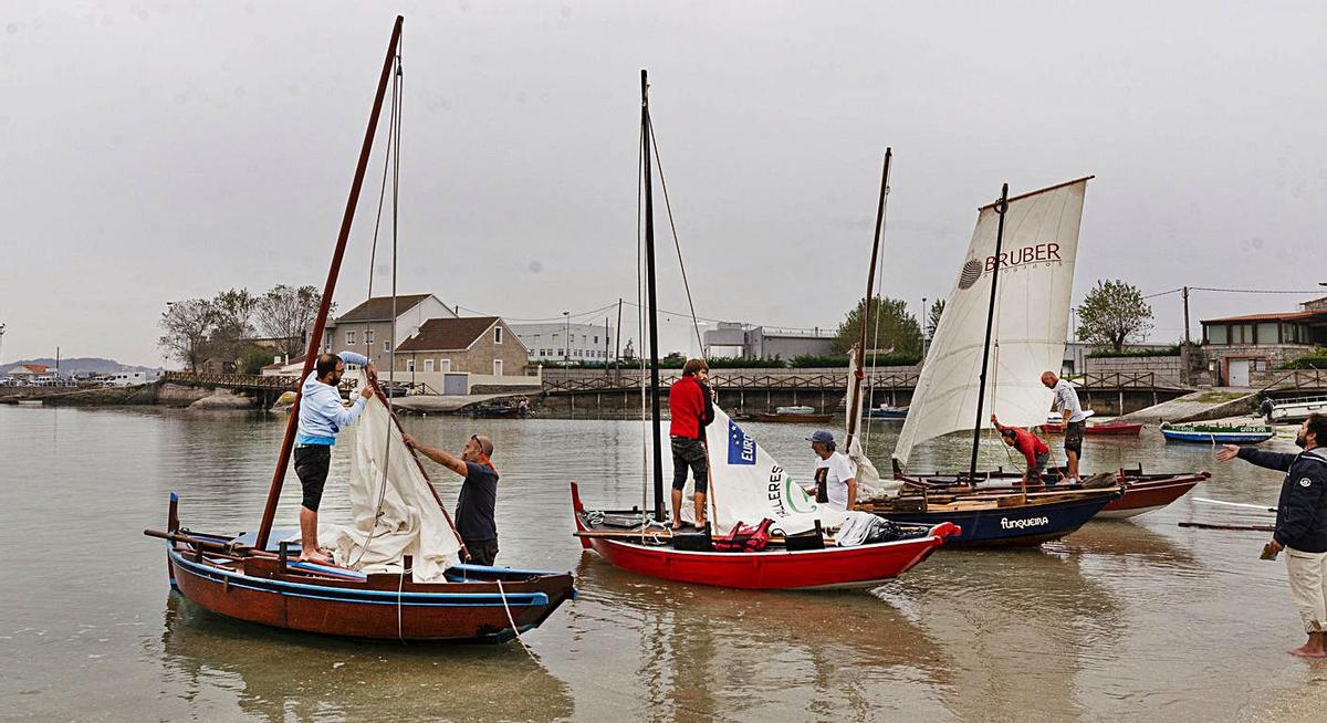 Dornas participantes en la regata de Porto Meloxo.
