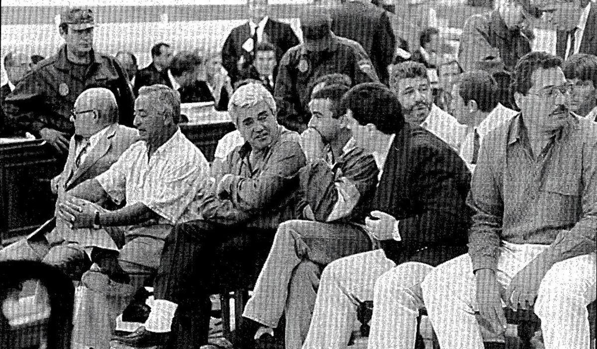 Laureano Oubiña, sentado en la segunda fila en un juicio con más capos de la droga gallega