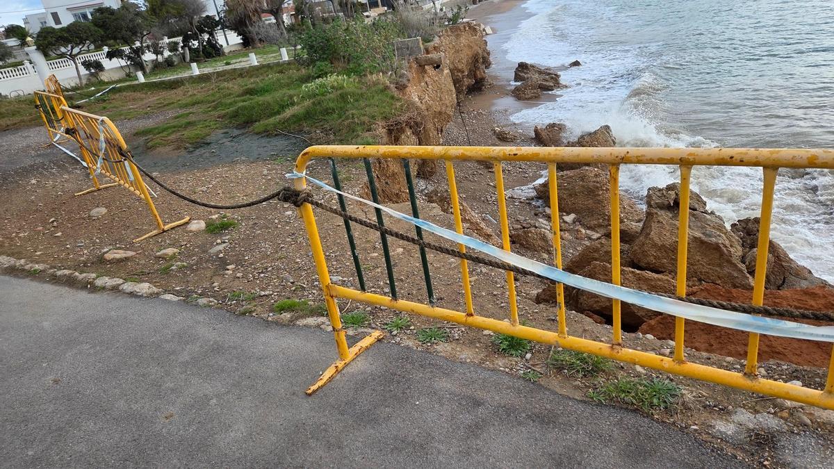 La zona Boverals ha sufrido un desprendimiento después del temporal de la pasada semana.