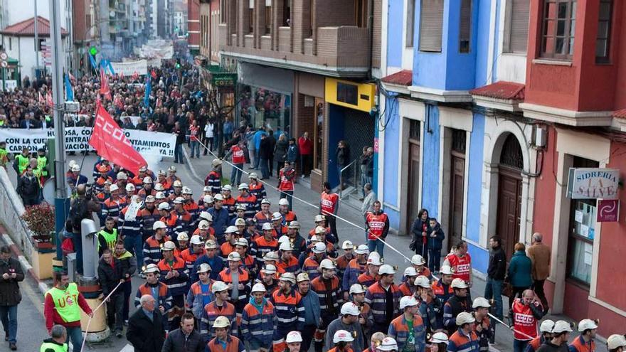 Una manifestación por la situación de la minería en 2014.