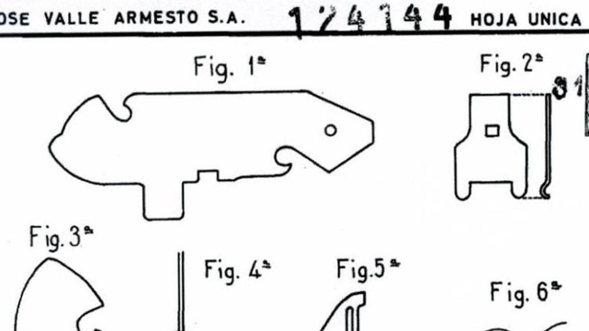 Croquis del abrelatas patentado por José Valle Armesto.