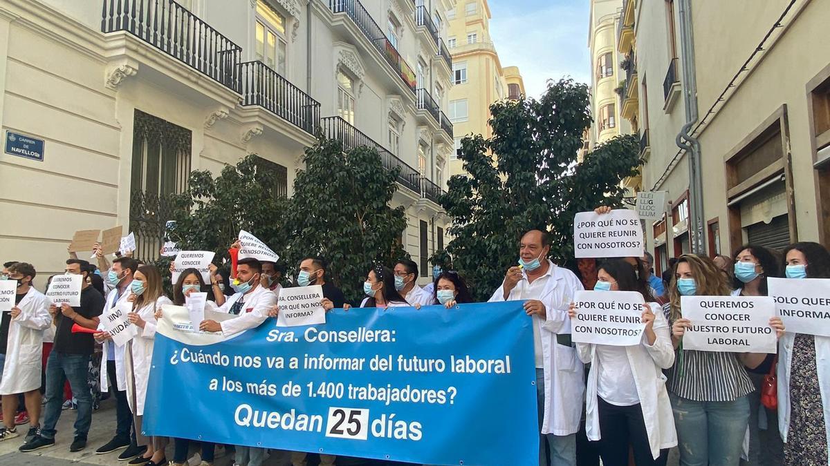 Imagen de la protesta en València este lunes