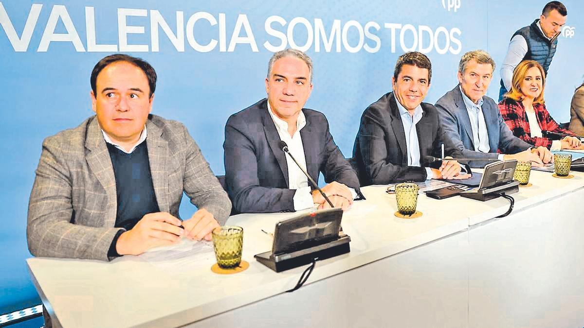 Llorca, Bendodo, Mazón, Feijóo, Catalá y Mompó, en una imagen de archivo.