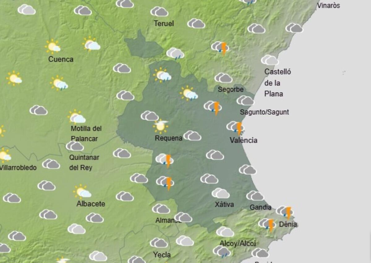 La previsión del tiempo en la Comunitat Valenciana para hoy, lunes 19 de enero, según la Aemet.