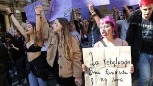 Manifestación de estudiantes por la huelga del Día de la Mujer, en 2019. 