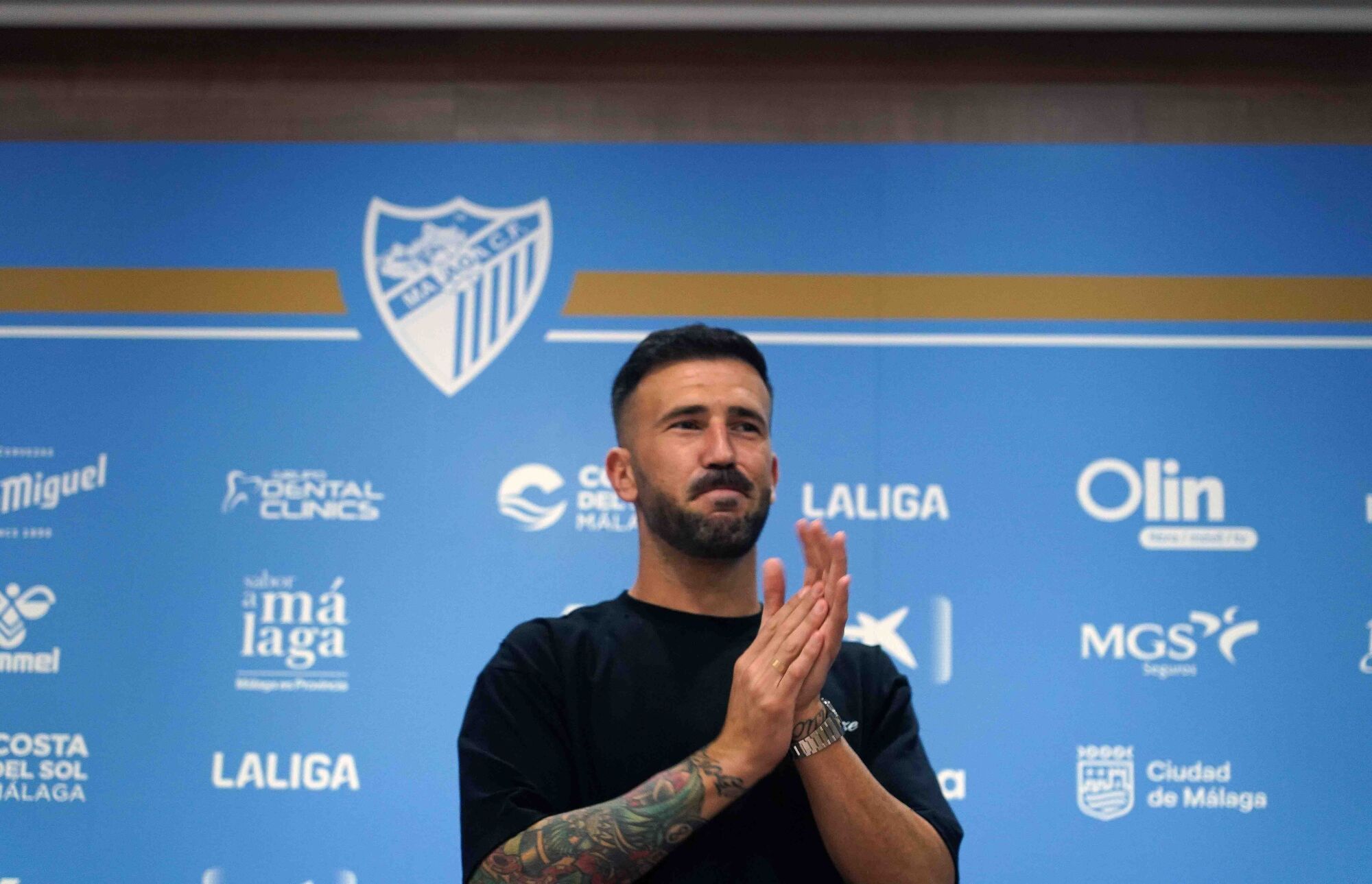 Despedida del jugador del Málaga CF, Dioni donde se ha despedido hoy en rueda de prensa