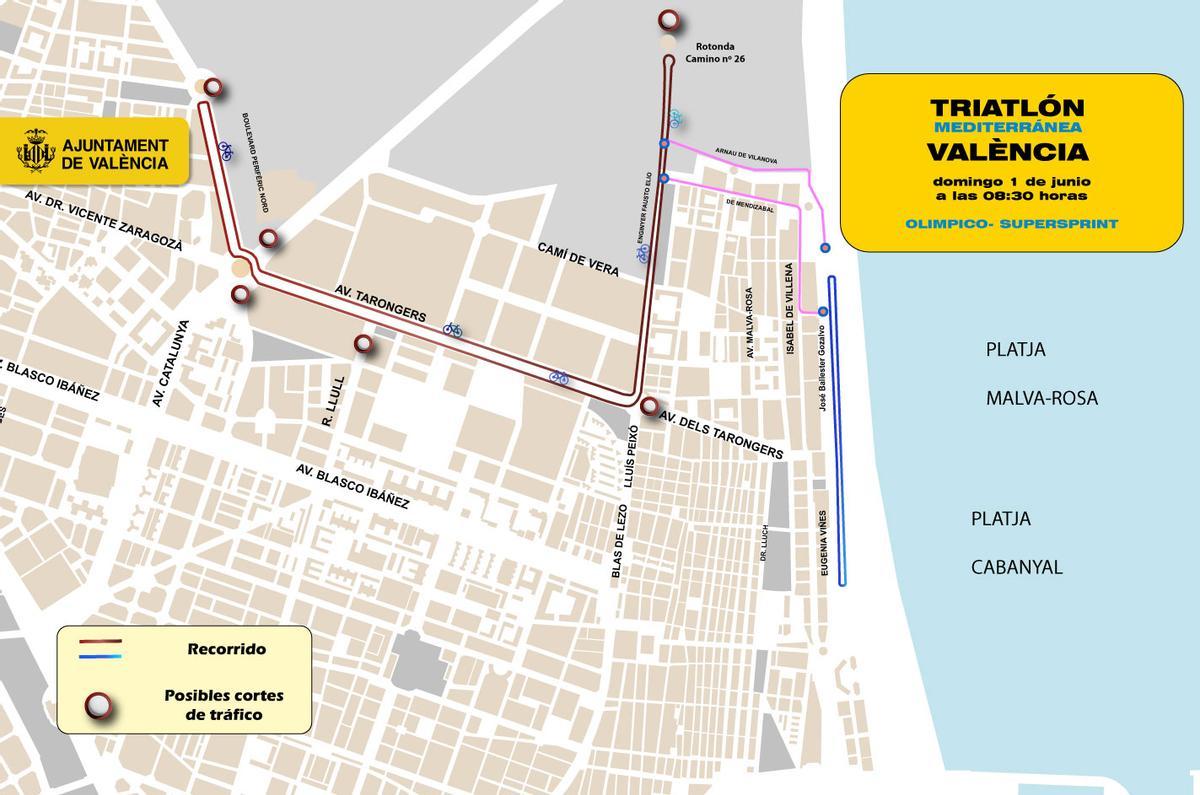 El domingo, el recorrido del circuito ciclista será el mismo, pero se alarga por la Ronda Norte hasta la rotonda con el Camí de Farinós (siempre por el lado norte). Se realizará cuatro veces.