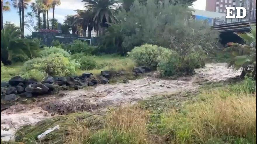 Barranco de Playa Jardín con fuerte caudal tras las lluvias (25/03/2026)