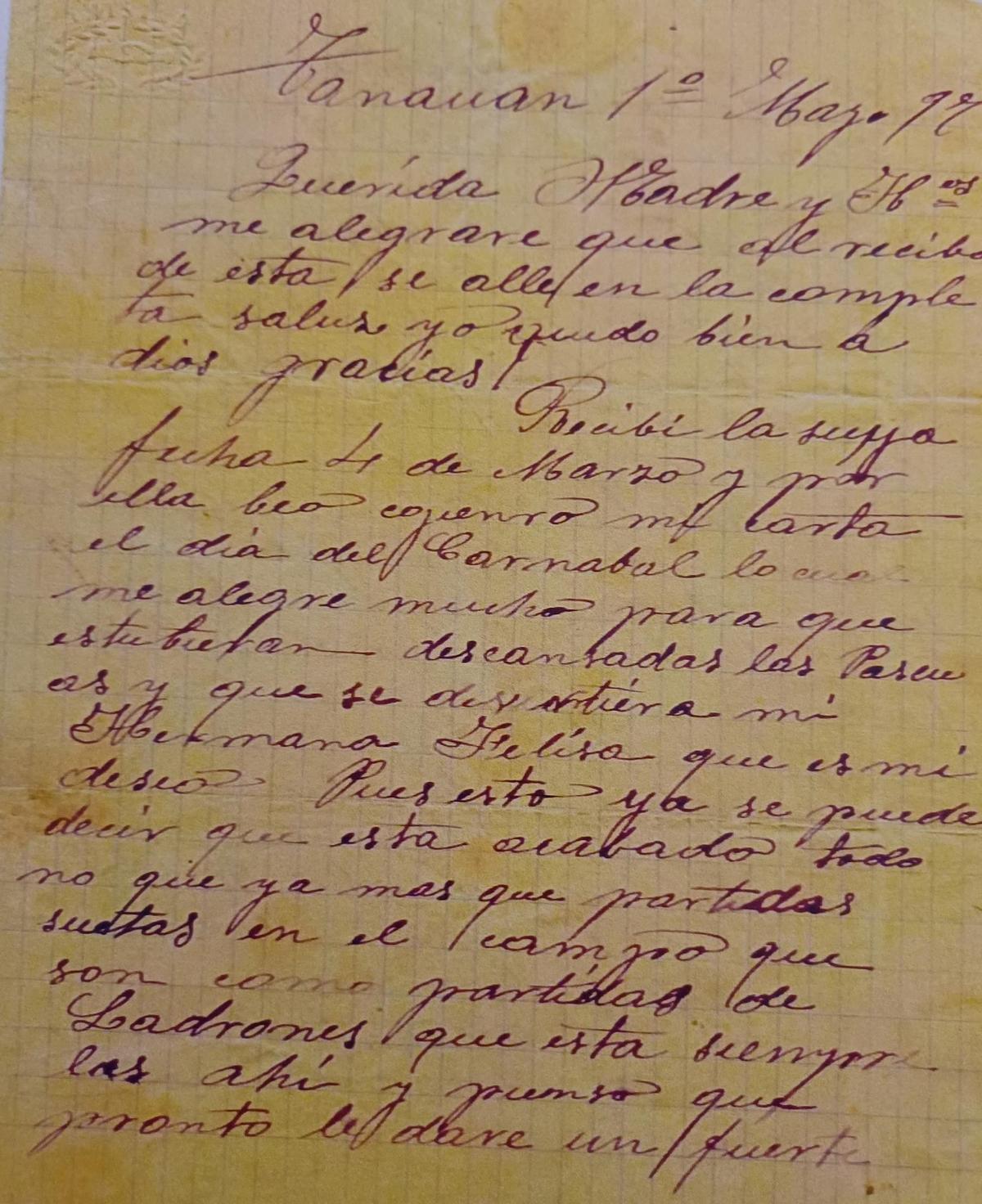 Fragmento de la sexta carta.