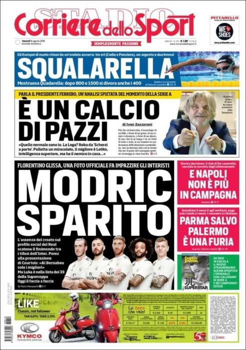 Portada CORRIERE DELLO SPORT viernes 10 de agosto