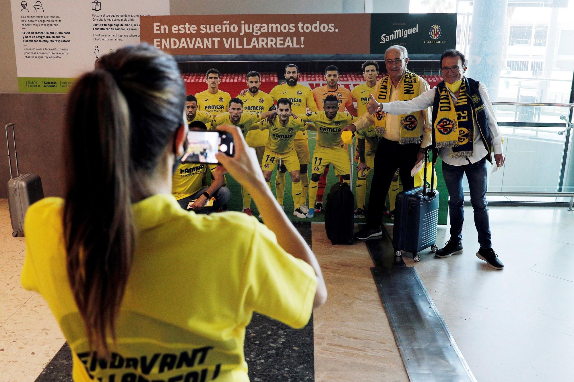 La afición del Villarreal tiñe de amarillo Gdansk