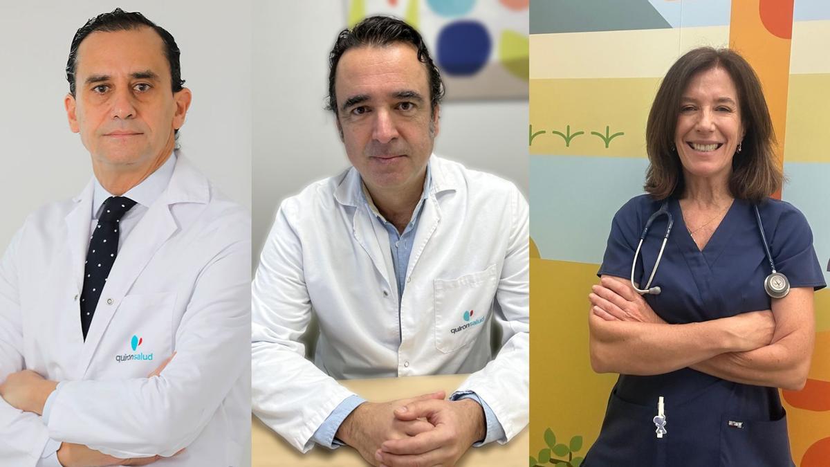 De izquierda a derecha, los doctores Salvador Morales, Adolfo López y la doctora Maria Jose Lirola han sido incluidos en la lista de ‘Los 100 mejores médicos de España’ elaborada por Forbes 2026.