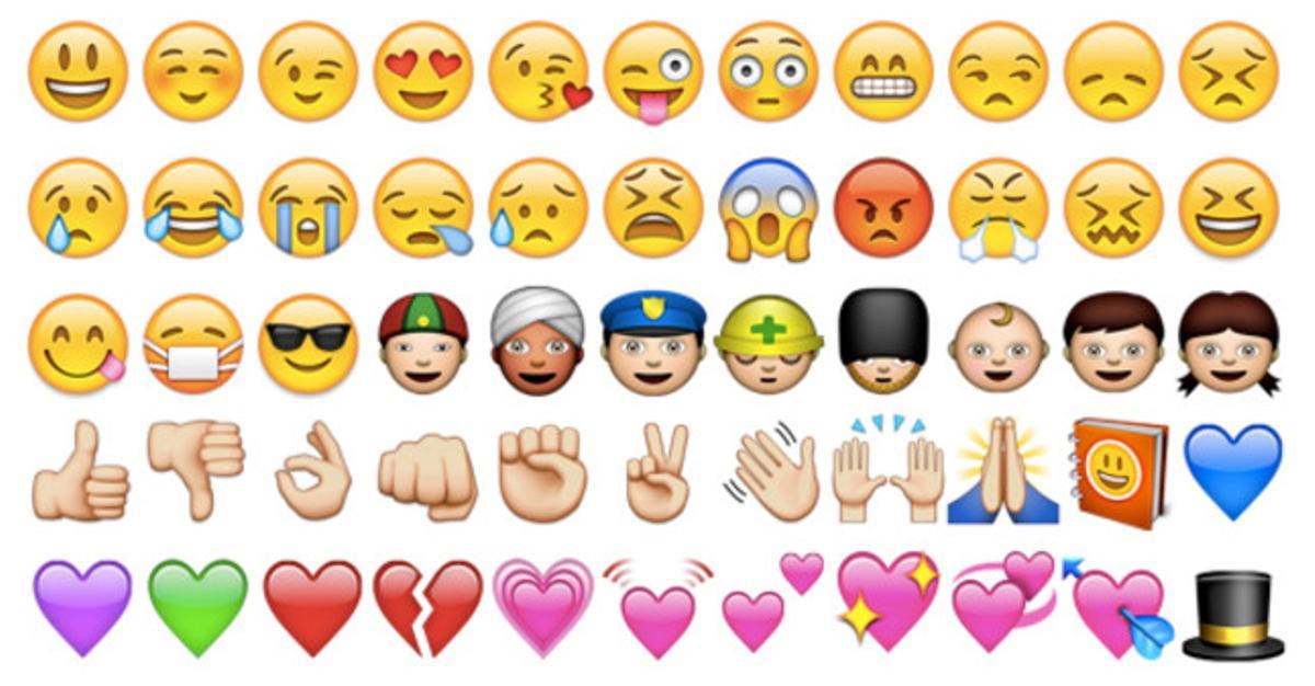 Algunos de emoticonos que se utilizan en WhatsApp.