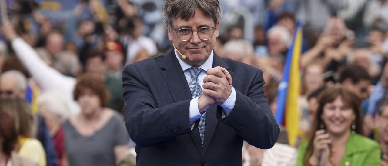 El expresidente Carles Puigdemont en Elna. | DAVID BORRAT / EFE