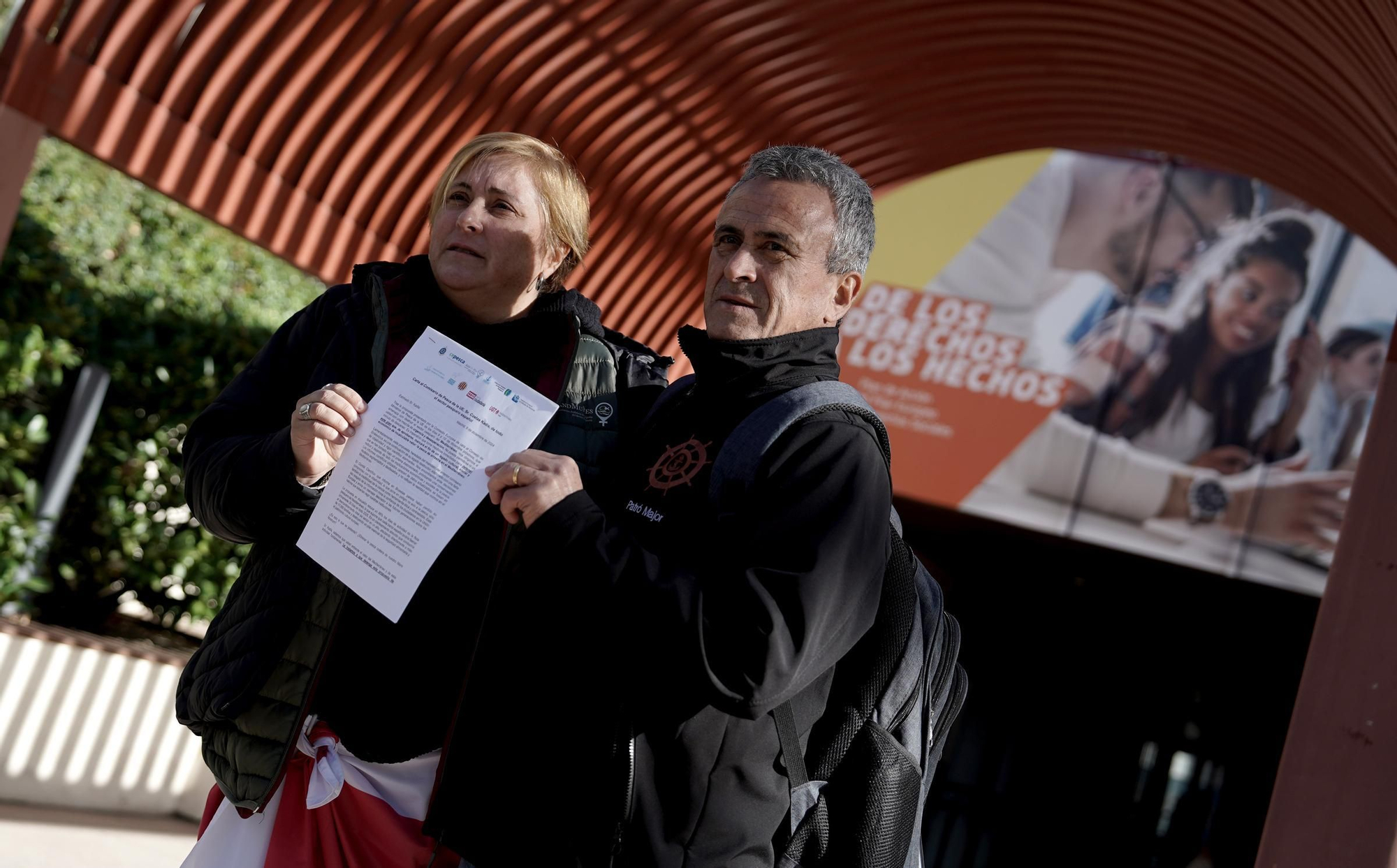 Concentración en Madrid de pescadores contra el recorte de días en el mar de Bruselas.