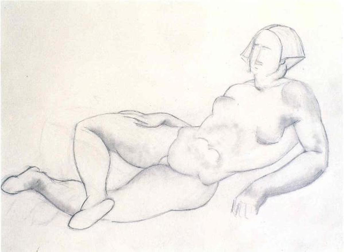 Manolo Hugué, «Femme couchée», 1931. Lápiz sobre papel Manolo Hugué, «Femme couchée», 1931. Lápiz sobre papel