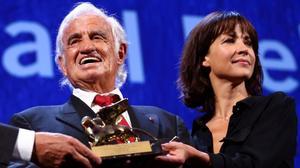 rtapounet35430330 actor jean paul belmondo  l  smiles as he receives a golden 160908185601