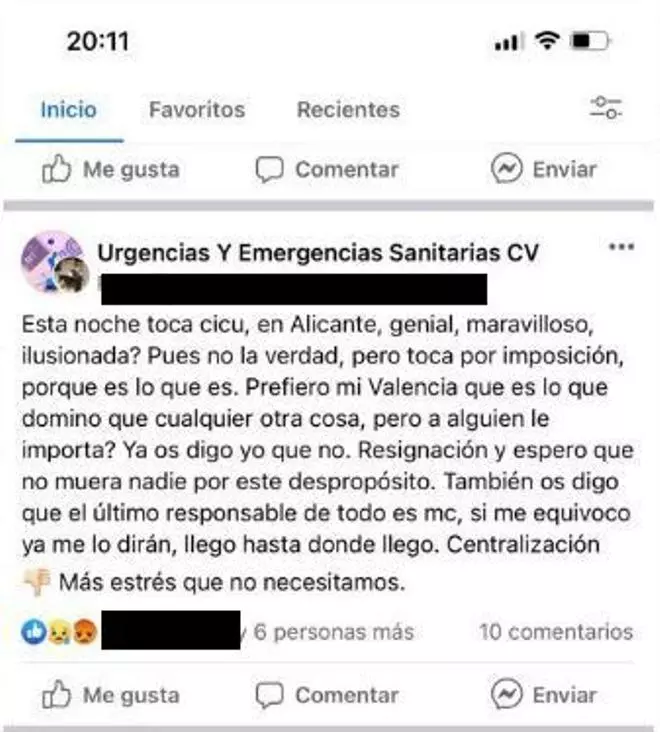 El tuit de un trabajador del CICU en València: "Espero que no muera nadie por este despropósito"