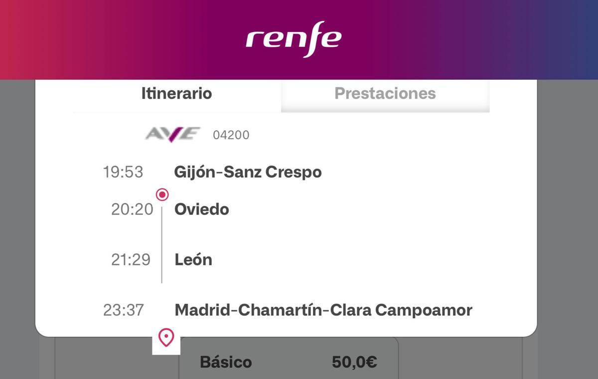 Itinerario del nuevo AVE semidirecto entre Asturias y Madrid