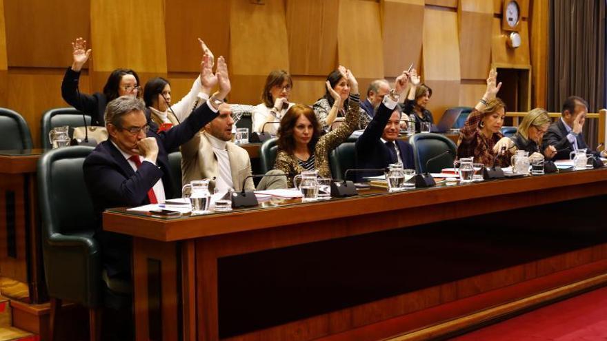 Los concejales del PP (entonces algunos de Cs) y Vox votan conjuntamente en una sesión plenaria.  | ÁNGEL  DE CASTRO