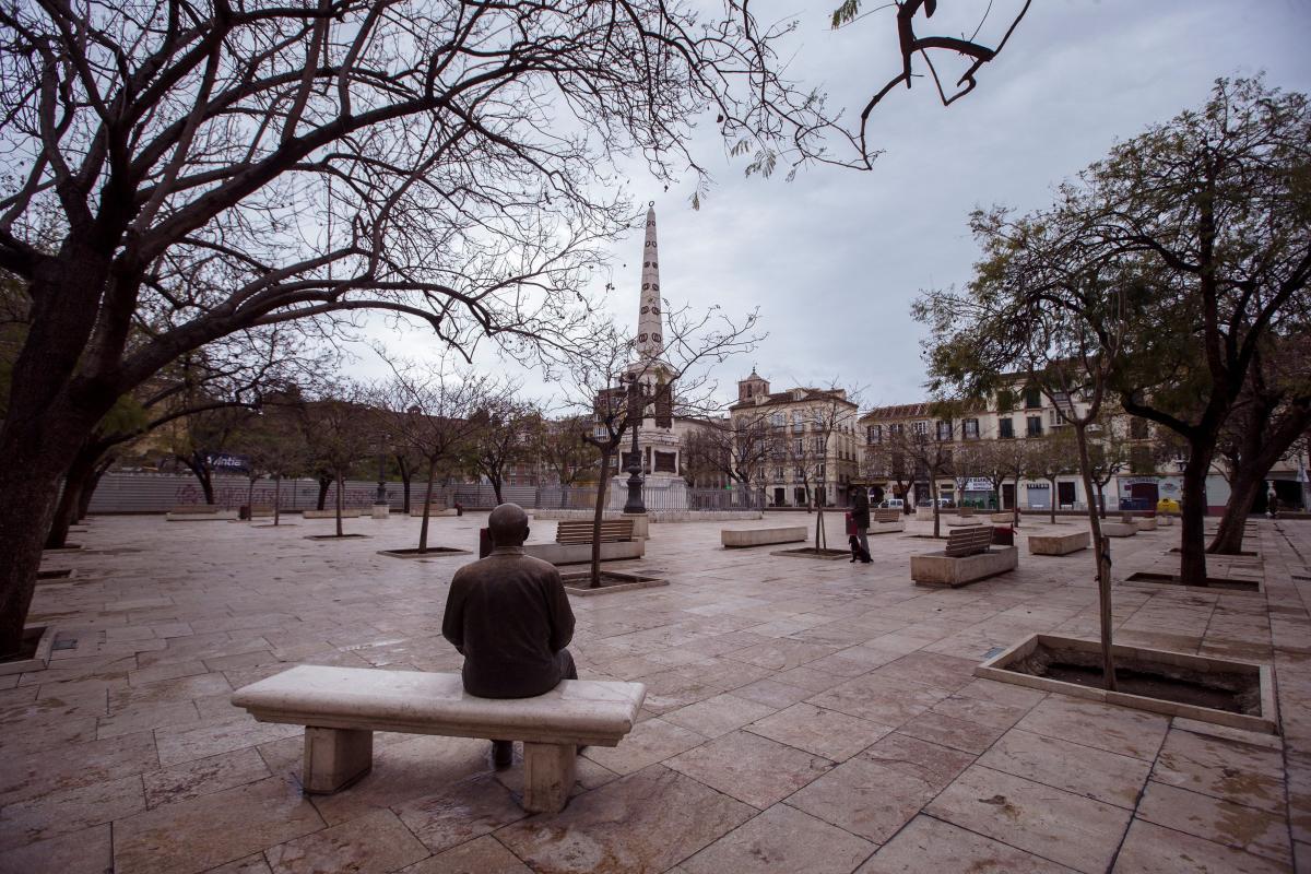 Vista de la Plaza de la Merced de Málaga este miércoles.