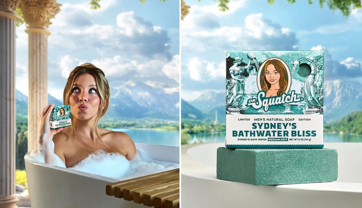 Sweeney, con su pastilla de jabón, hecha con el agua usada de su bañera.