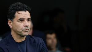Míchel, durante el partido ante el Real Madrid