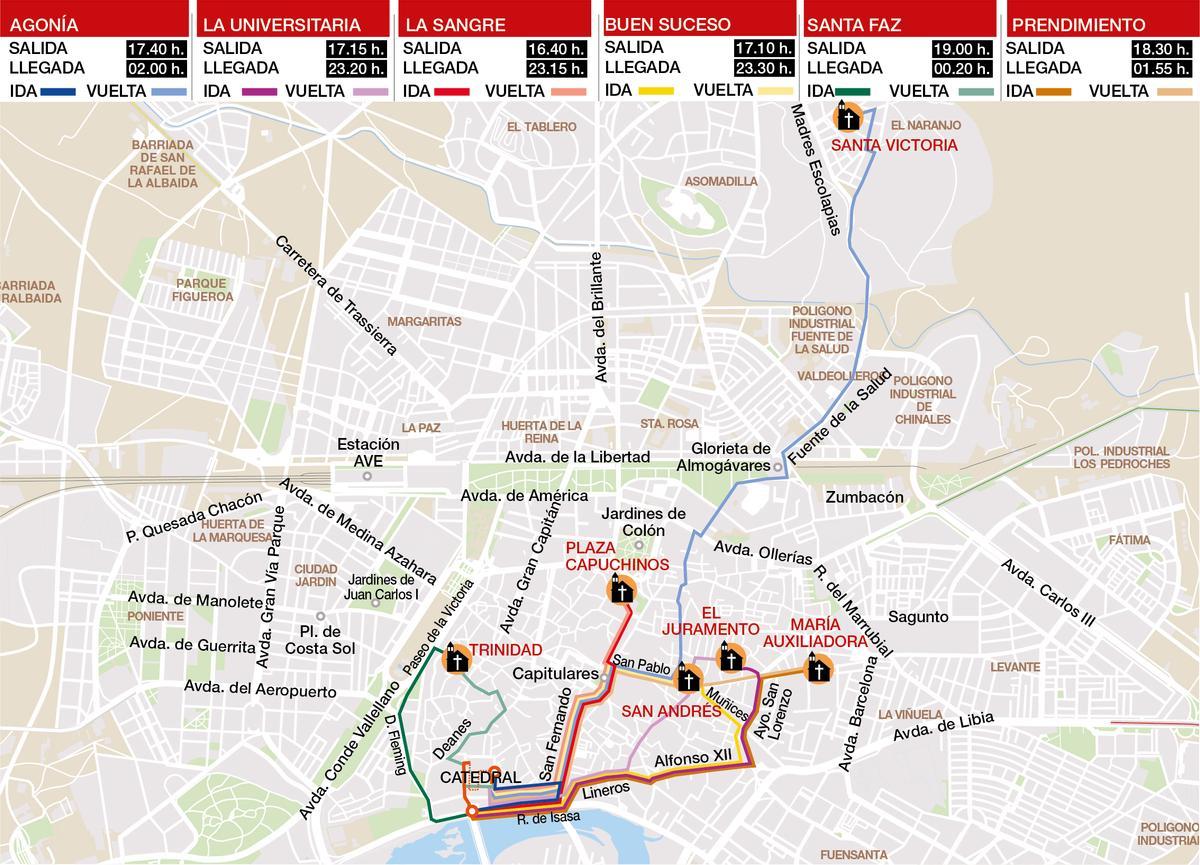 Itinerarios del Martes Santo en Córdoba.