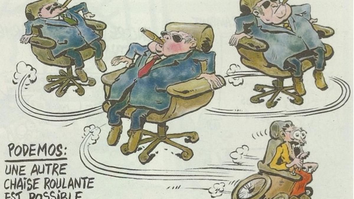 Una de las caricaturas del semanario satírico Charlie Hebdo en la entrevista a Echenique.