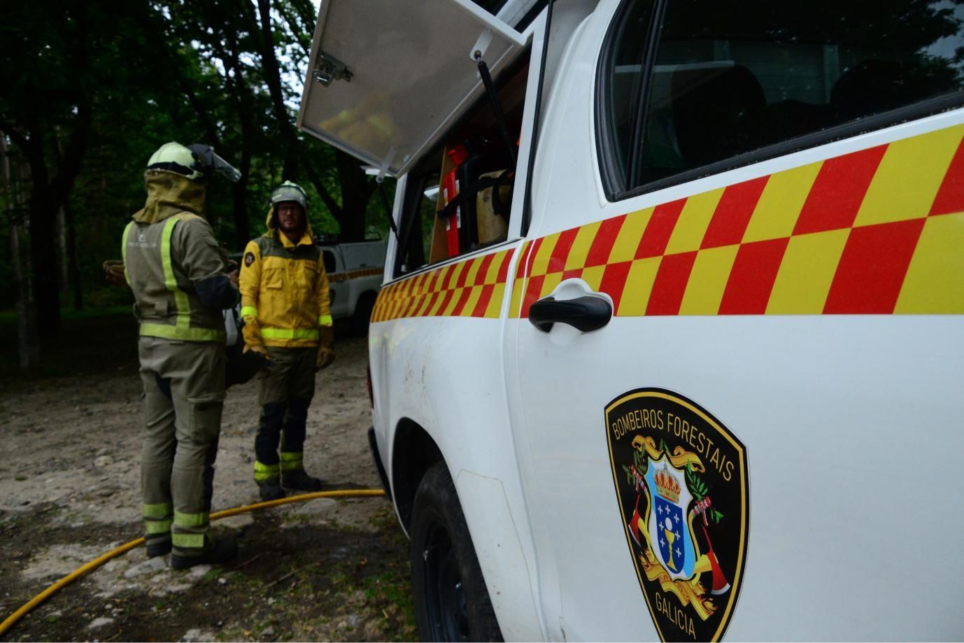 Las imágenes del simulacro contra incendios forestales en Moaña