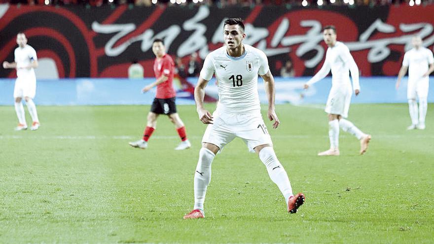 Maxi Gómez, en el partido contra Corea. // @gomez_maxi9