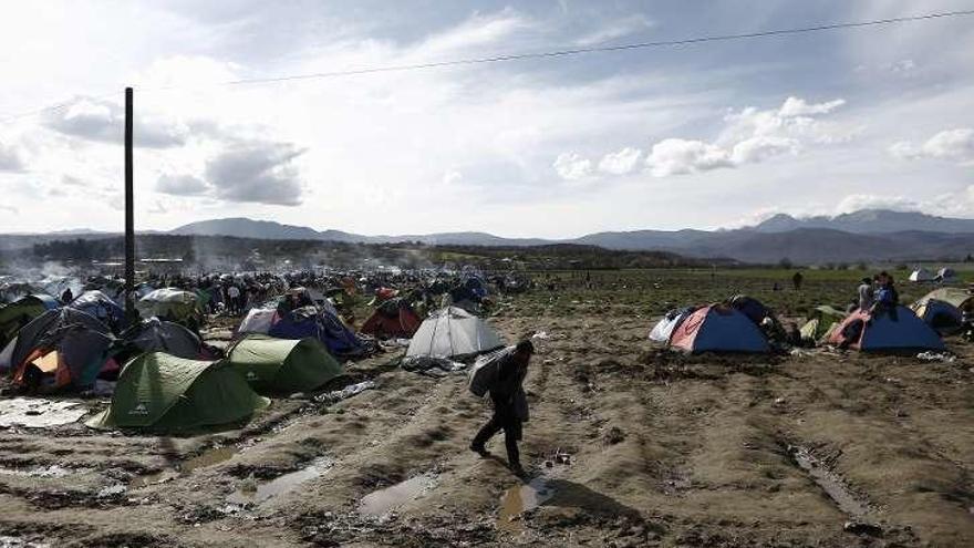 Campamento de Idomenei, en la frontera de Grecia y Macedonia.