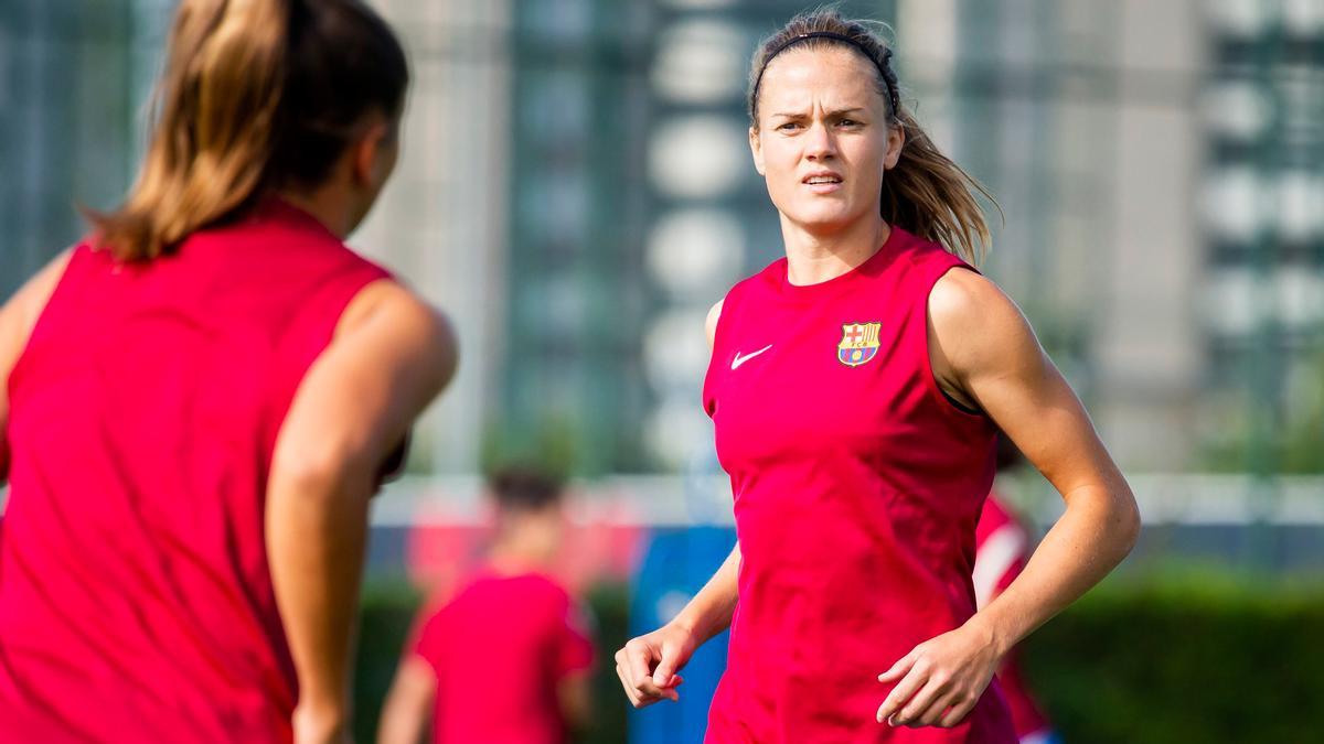 Irene Paredes, en un entrenamiento con el Barça