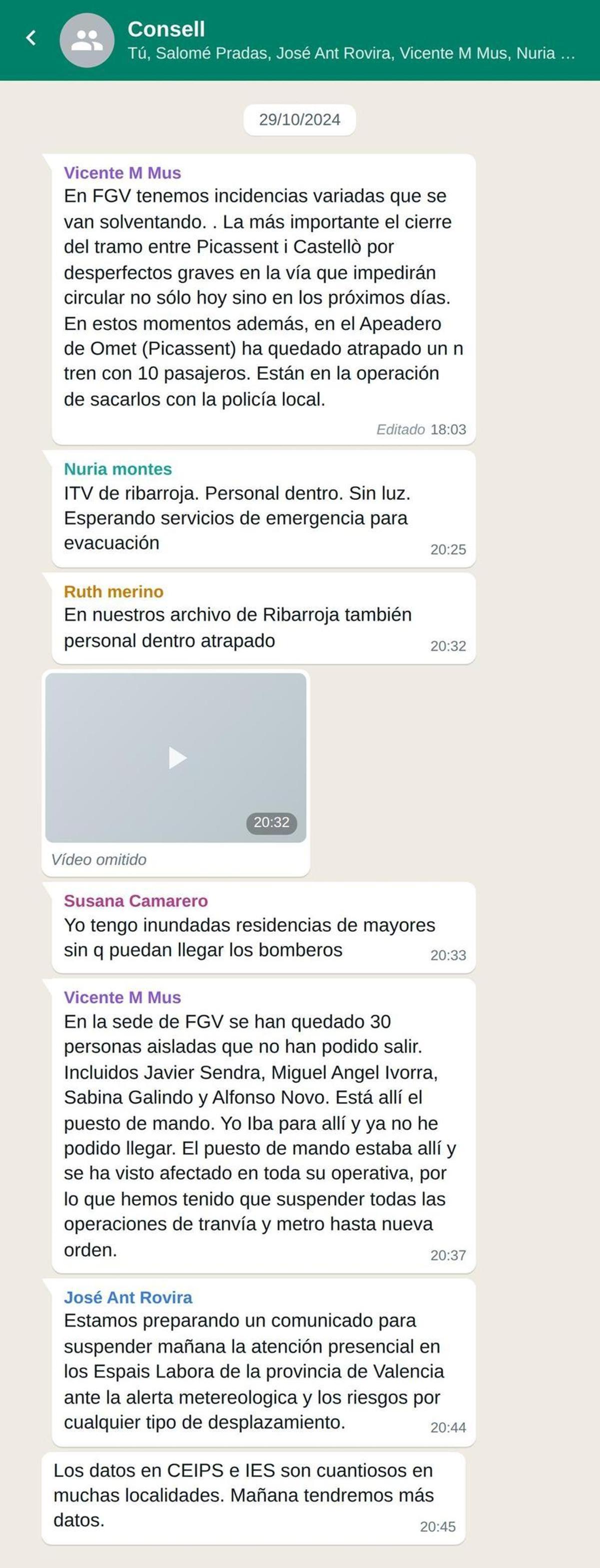 Simulación del chat del Consell el día de la dana.