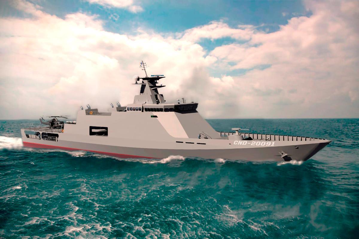 Recreación del modelo de patrullera OPV que fabricaba Cardama para Uruguay